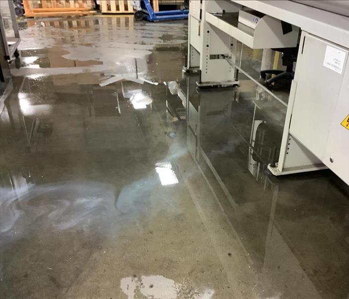 warehouse flooded after a burst water pipe